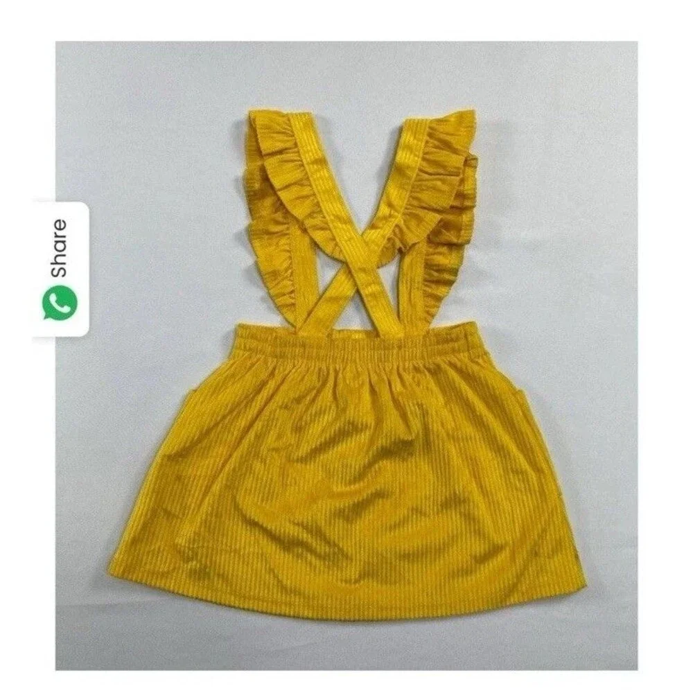 Lot 2 Wonder Nation Toddler Pinafore Dress Yellow Corduroy Leopard 4T 5T